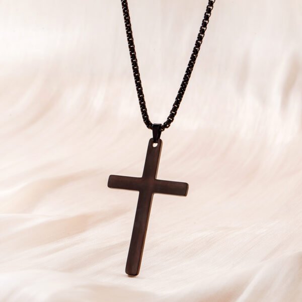 Stainless steel cross necklace collar 18K electroplated plain plain titanium steel cross pendant - Image 9
