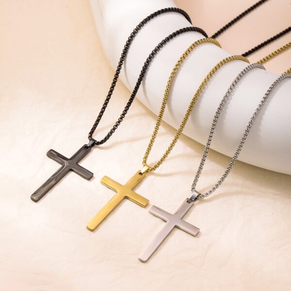 Stainless steel cross necklace collar 18K electroplated plain plain titanium steel cross pendant