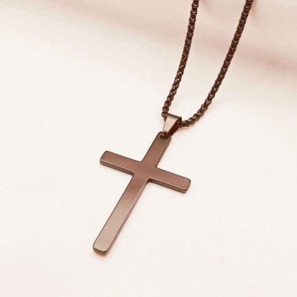 Stainless steel cross necklace collar 18K electroplated plain plain titanium steel cross pendant - Image 7