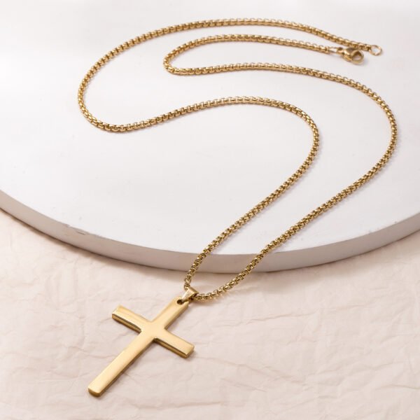 Stainless steel cross necklace collar 18K electroplated plain plain titanium steel cross pendant - Image 6
