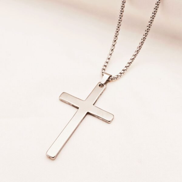 Stainless steel cross necklace collar 18K electroplated plain plain titanium steel cross pendant - Image 4