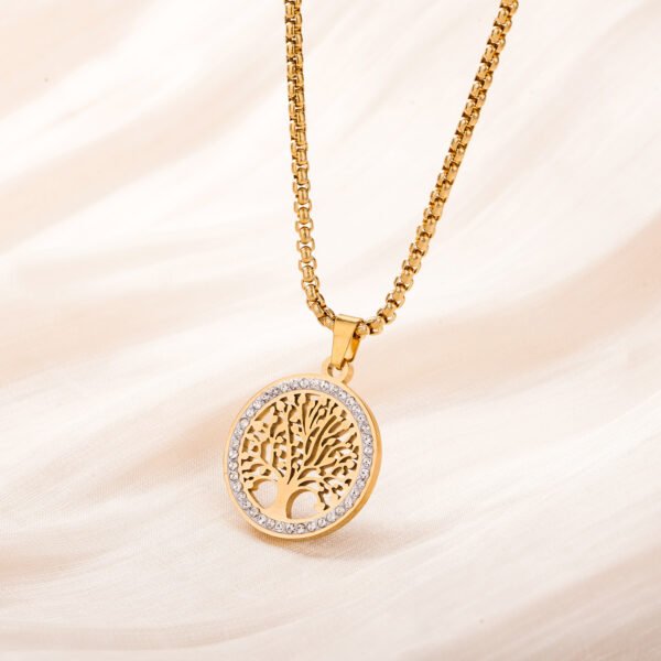 Quality SenseLife Tree Titanium steel pendant clavicle chain Fashion personality Hollow stainless steel Peace Tree necklace - Image 4