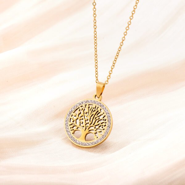 Quality SenseLife Tree Titanium steel pendant clavicle chain Fashion personality Hollow stainless steel Peace Tree necklace - Image 5