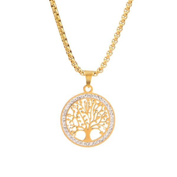 Quality SenseLife Tree Titanium steel pendant clavicle chain Fashion personality Hollow stainless steel Peace Tree necklace - Image 3