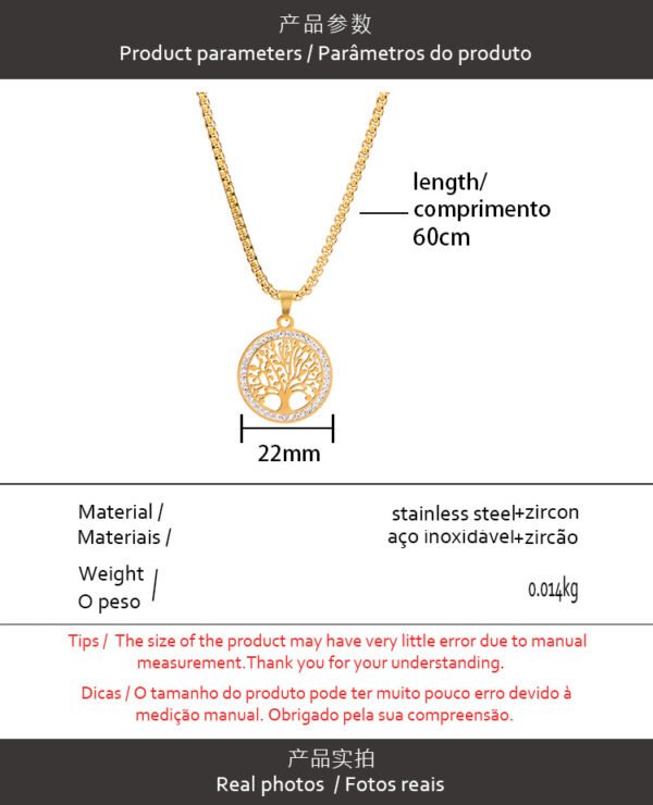 Quality SenseLife Tree Titanium steel pendant clavicle chain Fashion personality Hollow stainless steel Peace Tree necklace - Image 2