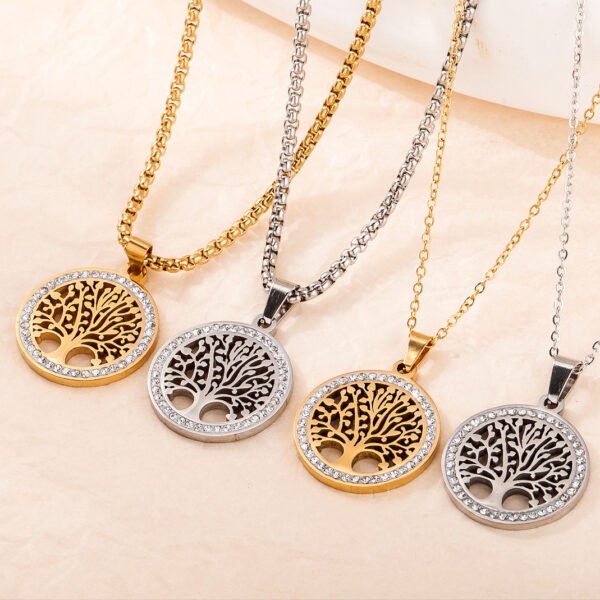 Quality SenseLife Tree Titanium steel pendant clavicle chain Fashion personality Hollow stainless steel Peace Tree necklace