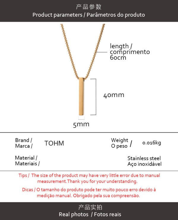 European and American body stainless steel long pendant sweater chain simple personality hip hop men's three-dimensional titanium steel necklace - Image 2