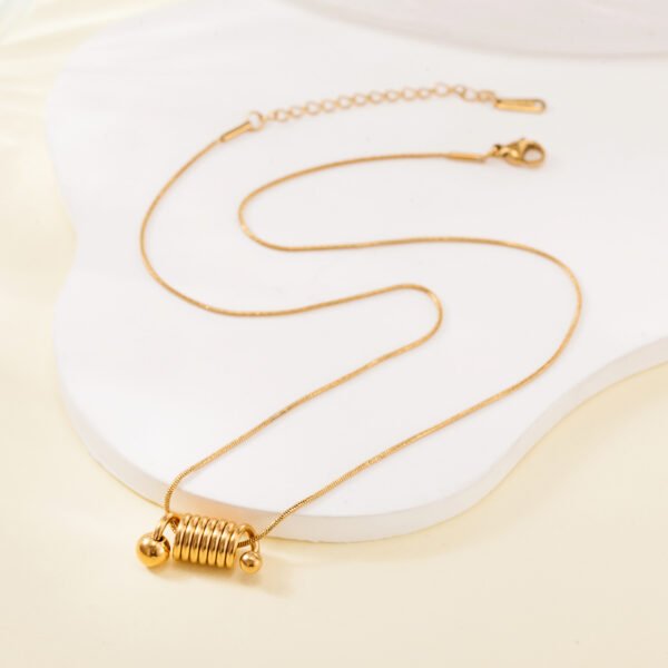 Stylish spiral spring personality pendant necklace titanium steel plated 18K gold clavicle chain high sense jewelry women - Image 3