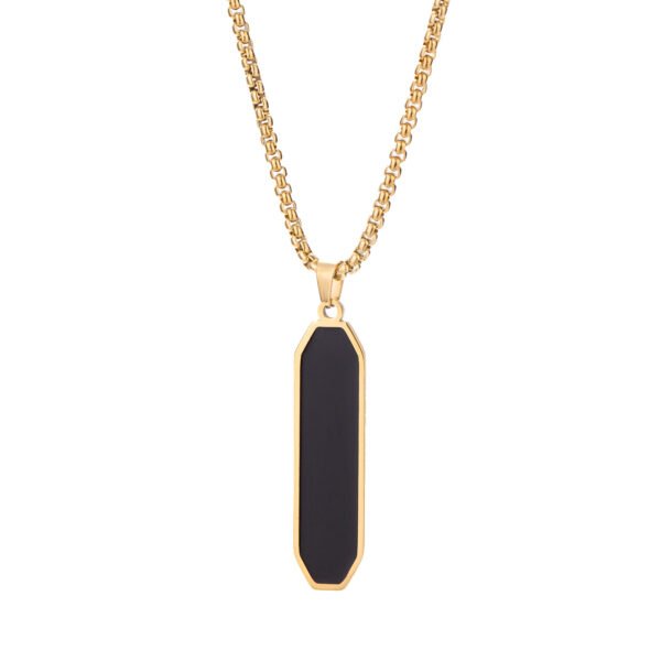 Stainless steel geometric pendant sweater chain Male European and American personality trend black dripping oil strip titanium steel necklace - Image 4