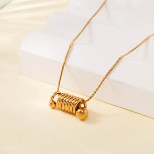 Stylish spiral spring personality pendant necklace titanium steel plated 18K gold clavicle chain high sense jewelry women - Image 4