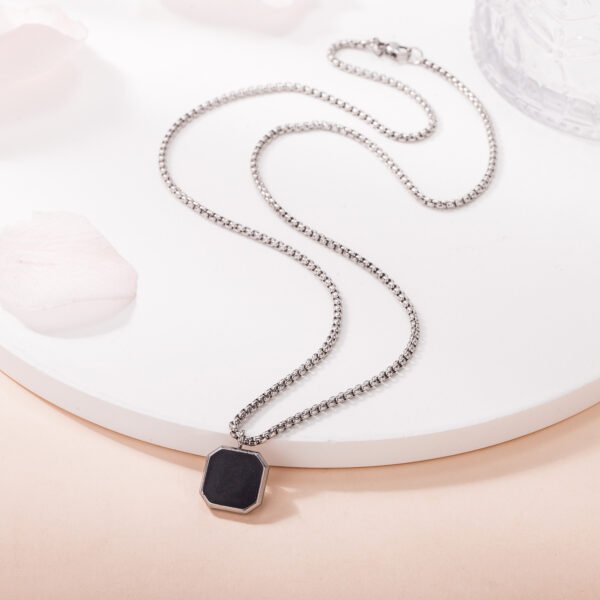 Europe and the United States cross-border simple square dripping stainless steel pendant all fashion long smooth square titanium steel necklace - Image 4