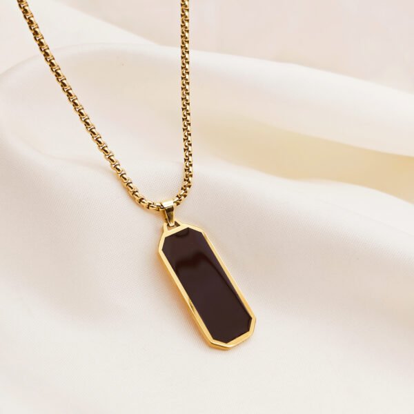 Simple everything with neutral black strip stainless steel necklace men's fashion titanium steel hip hop personality geometric sweater chain accessories - Image 6