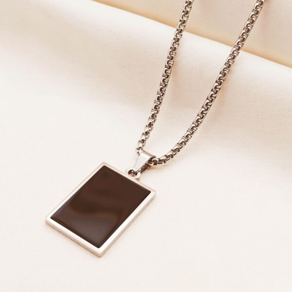 Cross-border hot sales of stainless steel black dripping oil geometry long sweater chain male European and American trend titanium steel square brand necklace - Image 5