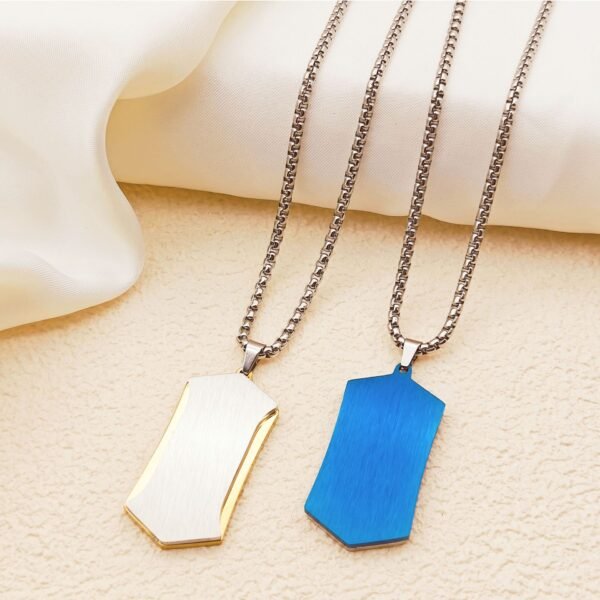 Cross-border creative diamond double stainless steel brushed pendant men's new cool double color electroplated titanium steel necklace - Image 8