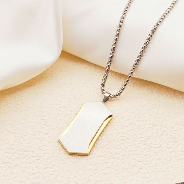 Cross-border creative diamond double stainless steel brushed pendant men's new cool double color electroplated titanium steel necklace - Image 9