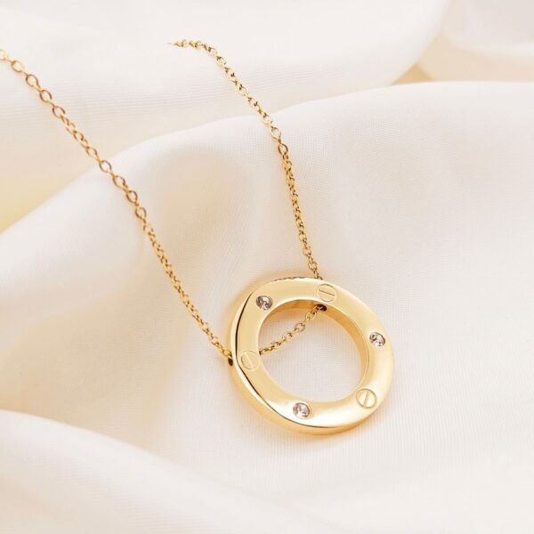 Stainless steel ring cake micro-inlaid zircon necklace women's 18k gold electroplated non-fade light luxury high-grade clavicle chain - Image 4