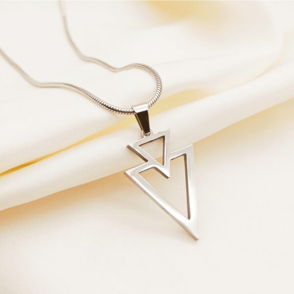 European and American cross-border stainless steel jewelry personality hip hop overlapping inverted triangle arrow pendant titanium steel necklace sweater chain - Image 4