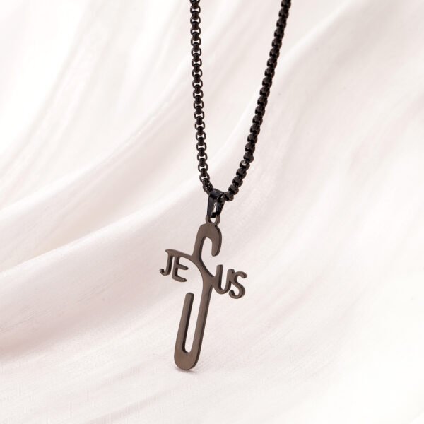 Cross-border Europe and the United States hot personality titanium steel accessories men's fashion long hollow-out JESUS cross pendant necklace - Image 5