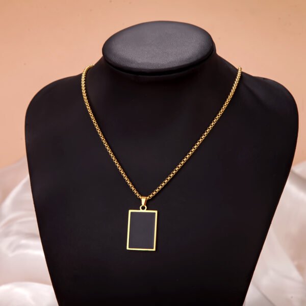 Cross-border hot sales of stainless steel black dripping oil geometry long sweater chain male European and American trend titanium steel square brand necklace - Image 6