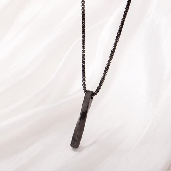 Simple 18-karat gold plated stainless steel smooth long necklace cross border personality spiral titanium steel pendant collarbone chain for men - Image 5