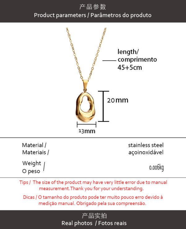 Stainless steel hollow water drop necklace French simple all-match titanium steel clavicle chain light luxury design sense sweater chain women - Image 6