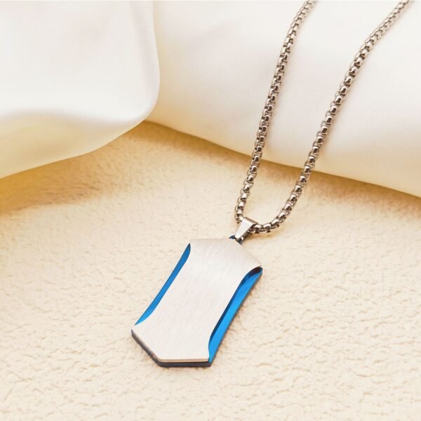 Cross-border creative diamond double stainless steel brushed pendant men's new cool double color electroplated titanium steel necklace - Image 5