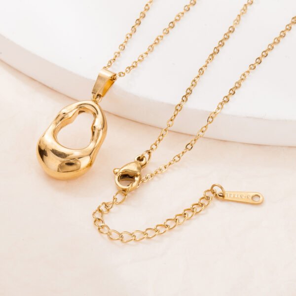 Stainless steel hollow water drop necklace French simple all-match titanium steel clavicle chain light luxury design sense sweater chain women - Image 2