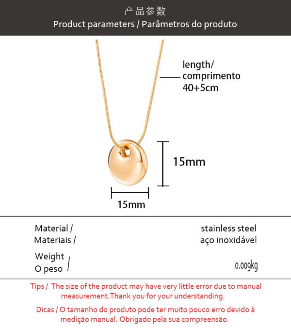 Spot cross-border hot selling whole body stainless steel snake bone chain 18K gold plated simple circular necklace titanium steel - Image 6