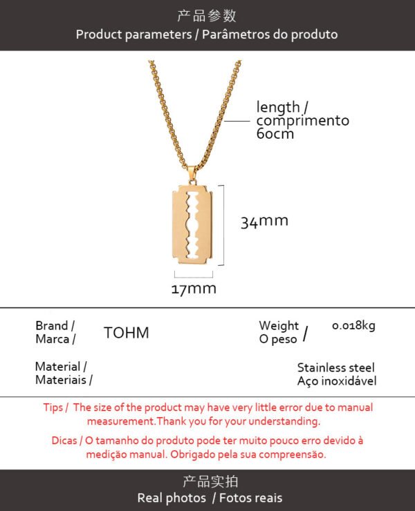 Europe and the United States cross-border trend stainless steel hip hop glossy necklace Fashion personality long exaggerated titanium steel pendant sweater chain - Image 7