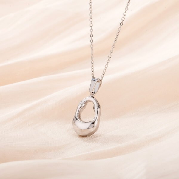 Stainless steel hollow water drop necklace French simple all-match titanium steel clavicle chain light luxury design sense sweater chain women - Image 4
