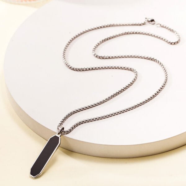 Stainless steel geometric pendant sweater chain Male European and American personality trend black dripping oil strip titanium steel necklace - Image 6