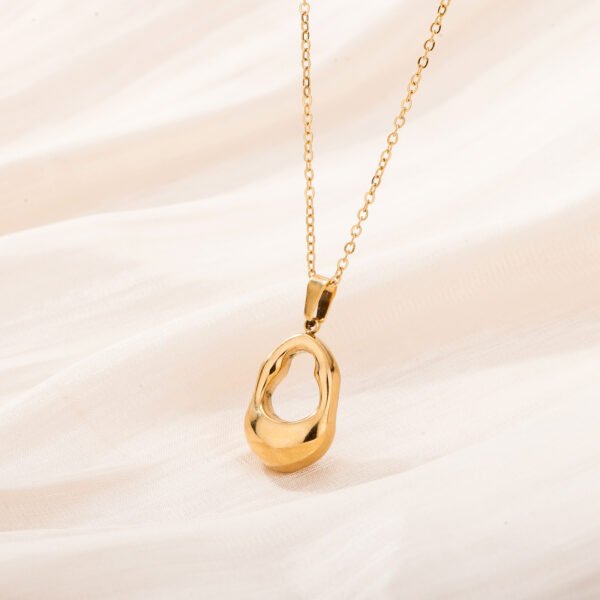 Stainless steel hollow water drop necklace French simple all-match titanium steel clavicle chain light luxury design sense sweater chain women - Image 5