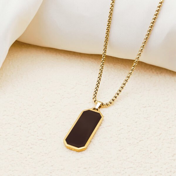 Simple everything with neutral black strip stainless steel necklace men's fashion titanium steel hip hop personality geometric sweater chain accessories - Image 5