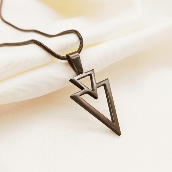 European and American cross-border stainless steel jewelry personality hip hop overlapping inverted triangle arrow pendant titanium steel necklace sweater chain - Image 5