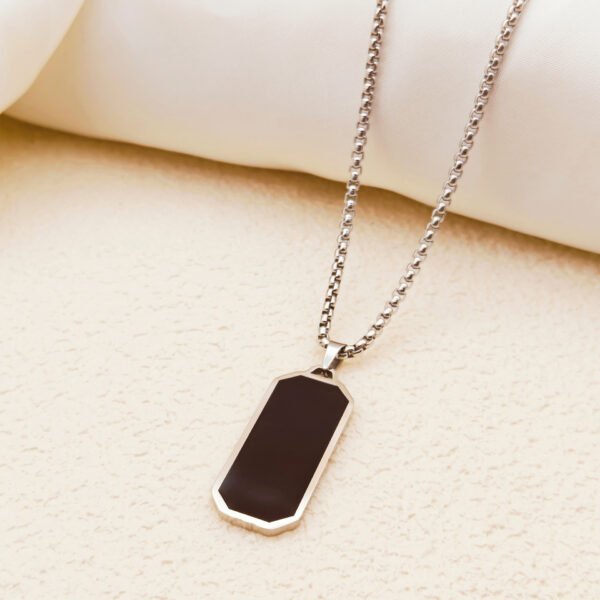 Simple everything with neutral black strip stainless steel necklace men's fashion titanium steel hip hop personality geometric sweater chain accessories - Image 7