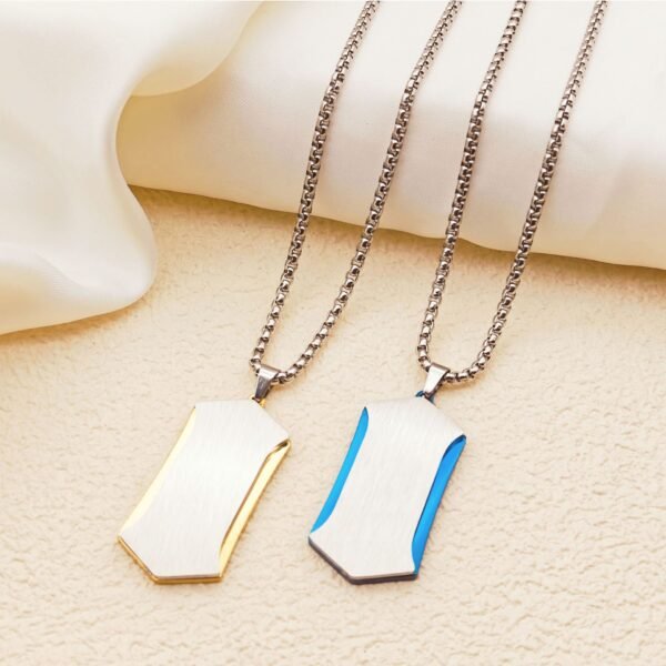Cross-border creative diamond double stainless steel brushed pendant men's new cool double color electroplated titanium steel necklace