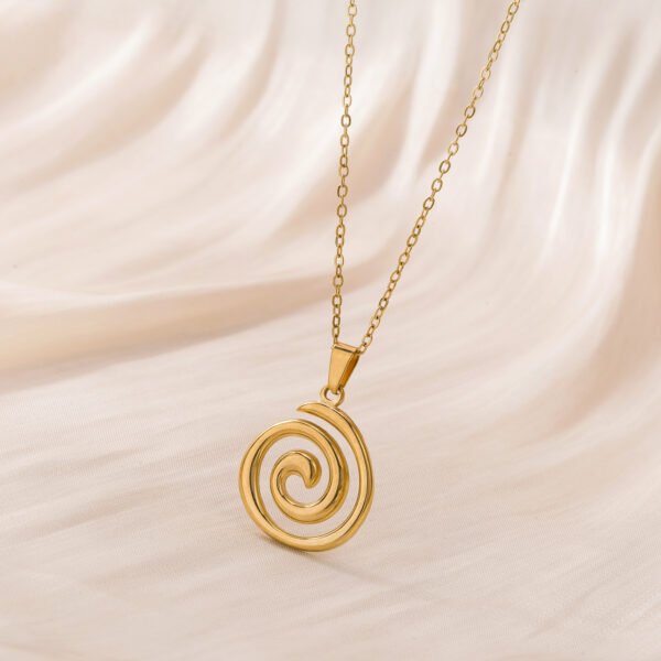 All-body titanium steel personality clavicle chain 18K vacuum electroplating creative irregular pendant stainless steel swirl necklace female - Image 6