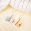 18K gold plated titanium steel block envelope pendant clavicle chain artsy vintage style stainless steel open and close book necklace