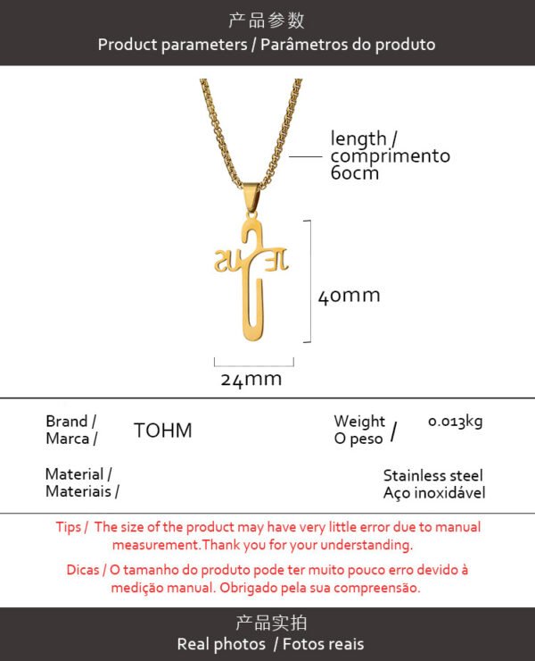 Cross-border Europe and the United States hot personality titanium steel accessories men's fashion long hollow-out JESUS cross pendant necklace - Image 2