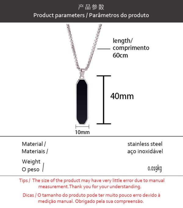 Stainless steel geometric pendant sweater chain Male European and American personality trend black dripping oil strip titanium steel necklace - Image 7