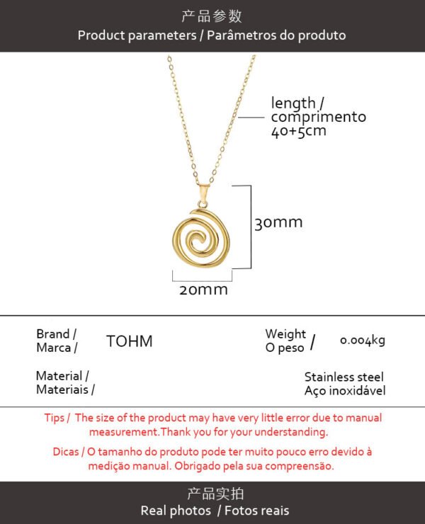 All-body titanium steel personality clavicle chain 18K vacuum electroplating creative irregular pendant stainless steel swirl necklace female - Image 4