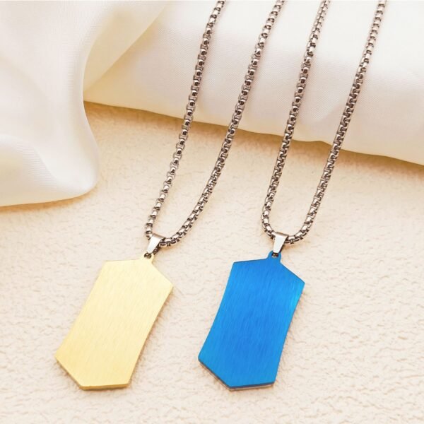 Cross-border creative diamond double stainless steel brushed pendant men's new cool double color electroplated titanium steel necklace - Image 4