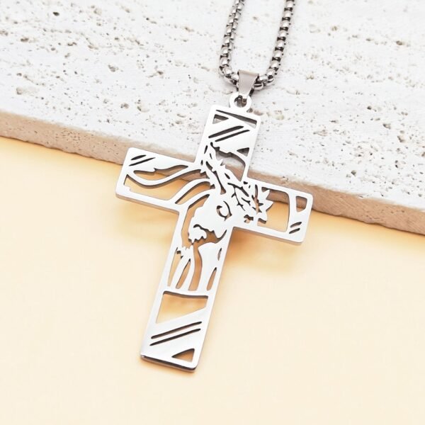 Europe and the United States hot stainless steel hollow cross necklace men hip hop niche personality titanium steel necklace - Image 6