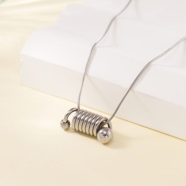 Stylish spiral spring personality pendant necklace titanium steel plated 18K gold clavicle chain high sense jewelry women - Image 5