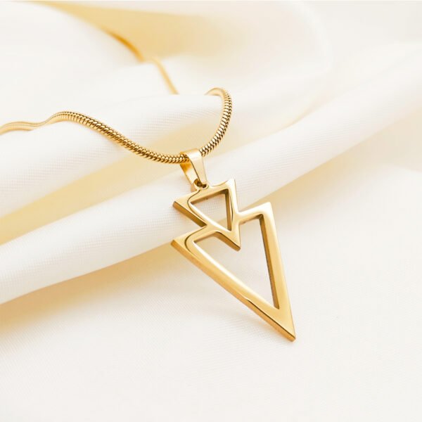 European and American cross-border stainless steel jewelry personality hip hop overlapping inverted triangle arrow pendant titanium steel necklace sweater chain - Image 3