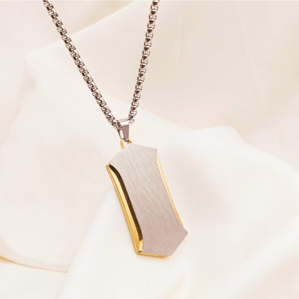 Cross-border creative diamond double stainless steel brushed pendant men's new cool double color electroplated titanium steel necklace - Image 6