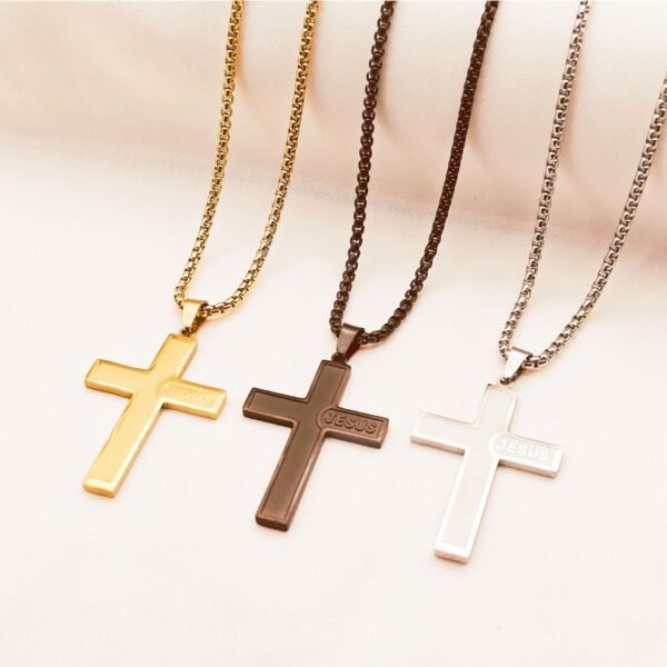 Chain selling 18K gold plated stainless steel Jesus cross necklace personality accessories pendant men