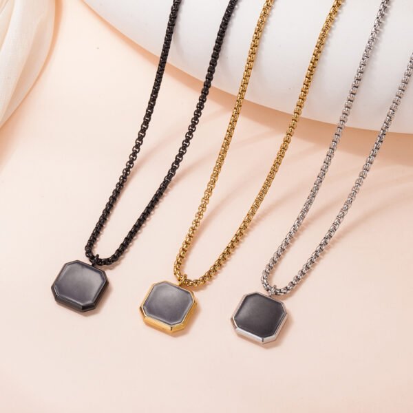 Europe and the United States cross-border simple square dripping stainless steel pendant all fashion long smooth square titanium steel necklace